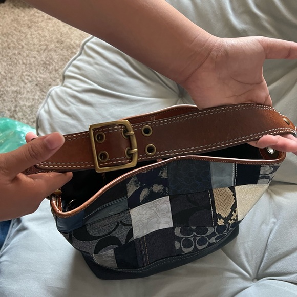 Coach Vintage Blue Denim Indigo Patchwork Shoulder Tote Style # 10003 - Picture 4 of 8